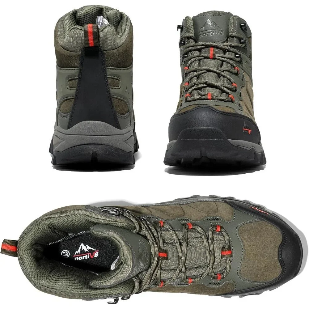 NORTIV 8 Men's Hiking Boots Mid Trekking Mountaineering Shoes Army Green